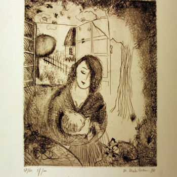 Printmaking titled "Maternité" by Martine Mabilleau, Original Artwork, Engraving