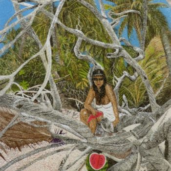Painting titled "Racines-d'atoll" by Martine Martre, Original Artwork, Other