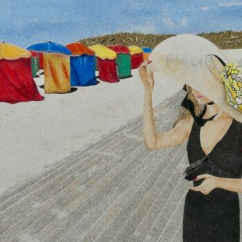 Collages titled "Sur les planches" by Martine Martre, Original Artwork, Collages