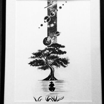 Drawing titled "Série encre 3" by Martine Mazellier, Original Artwork, Ink Mounted on Glass