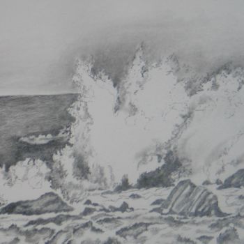 Drawing titled "TEMPETE" by Martine Mengue Blanc, Original Artwork, Pencil