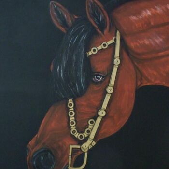 Painting titled "CHEVAL" by Martine Millon, Original Artwork