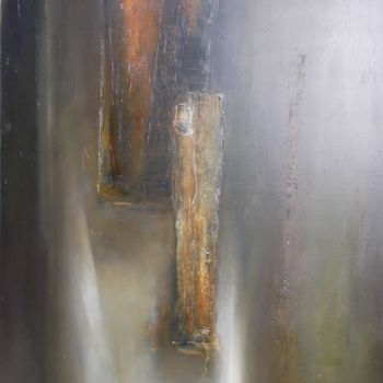 Painting titled "Stèle" by Martine Moreau, Original Artwork, Oil