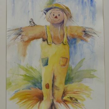 Painting titled "bye bye les moineaux" by Martine Palhol, Original Artwork