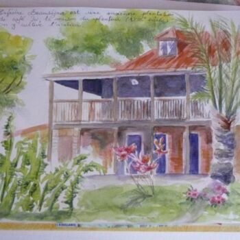 Painting titled "maison à Basse-Terre" by Martine Palhol, Original Artwork