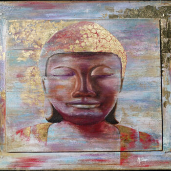 Peinture intitulée "Bouddha" par Martine Petiot, Œuvre d'art originale, Huile