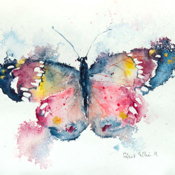 Peinture intitulée "papillon 2" par Martine Saint Ellier, Œuvre d'art originale, Aquarelle