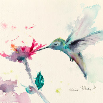 "Colibri" başlıklı Tablo Martine Saint Ellier tarafından, Orijinal sanat, Suluboya
