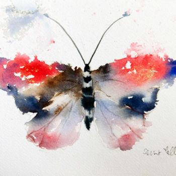 Peinture intitulée "Papillon 5" par Martine Saint Ellier, Œuvre d'art originale, Aquarelle