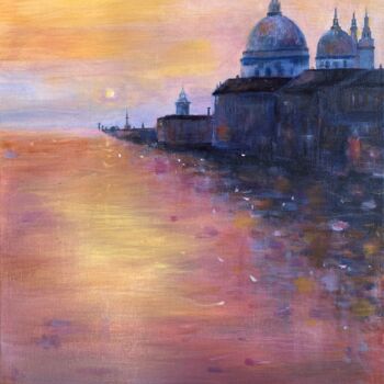 Painting titled "UN SOIR A VENISE" by Martine Sentein, Original Artwork, Acrylic Mounted on Wood Stretcher frame