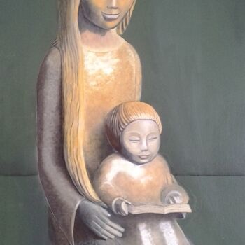 Schilderij getiteld "Mère à l'enfant" door Martine Soubeyrand (M'Arts), Origineel Kunstwerk, Olie