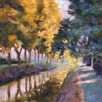 Картина под названием "Le-canal-de-lalinde" - Martine Tulet, Подлинное произведение искусства, Пастель