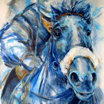 Painting titled "GALOP    le Cheval…" by Martine Vigroux, Original Artwork, Oil