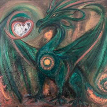 Malerei mit dem Titel "Emerald" von Martine Weber, Original-Kunstwerk, Acryl