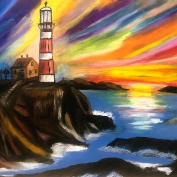 Painting titled "Beacon in Spectrum" by Martine Weber, Original Artwork, Acrylic
