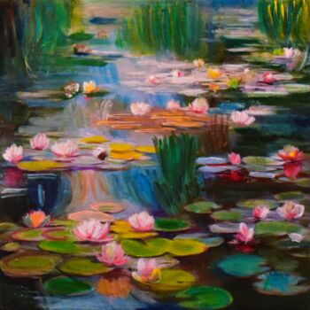 Painting titled "In these lilies of…" by Martine Weber, Original Artwork, Acrylic