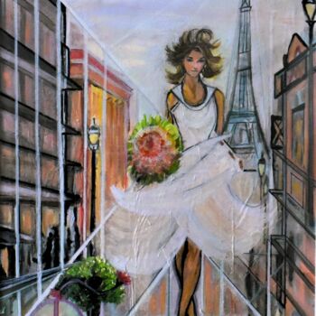 Peinture intitulée "Nina in Paris" par Martine Weber, Œuvre d'art originale, Acrylique