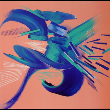 제목이 "Peinture abstraite…"인 미술작품 Martine Belfodil로, 원작, 아크릴 나무 들것 프레임에 장착됨