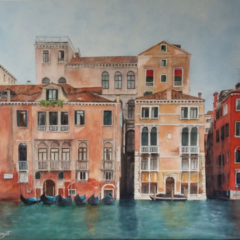 Pintura intitulada "Venise" por Martine Boguet, Obras de arte originais, Aquarela