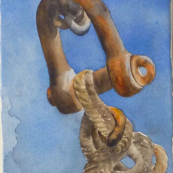 Картина под названием "Manille" - Martine Boguet, Подлинное произведение искусства, Акварель Установлен на Деревянная рама д…