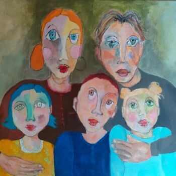 Painting titled "ma petite famille" by Martine Flory, Original Artwork, Acrylic