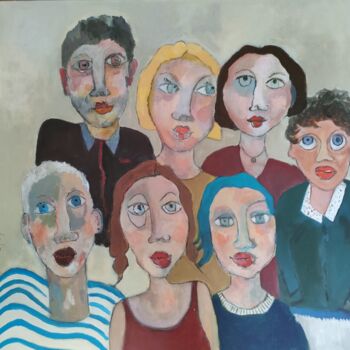 Painting titled "Famille MARTIN" by Martine Flory, Original Artwork, Acrylic