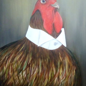 Peinture intitulée "!e coq" par Martine Lagrave, Œuvre d'art originale
