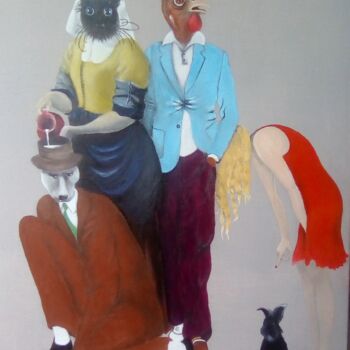 Peinture intitulée "La Laitière et ses…" par Martine Lagrave, Œuvre d'art originale, Acrylique Monté sur Châssis en bois