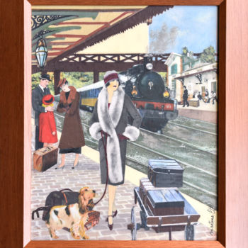 Коллажи под названием "La Gare Vintage" - Martisanatcréations, Подлинное произведение искусства, Коллажи