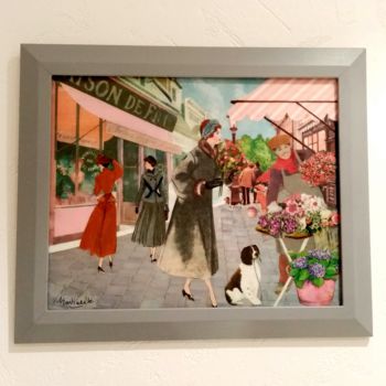 Collages intitulée "Marché aux fleurs" par Martisanatcréations, Œuvre d'art originale, Collages Monté sur Panneau de bois