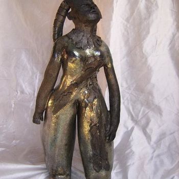 Sculpture intitulée "Le capricorne" par Martine Philis, Œuvre d'art originale, Céramique