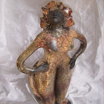 Skulptur mit dem Titel "le lion" von Martine Philis, Original-Kunstwerk, Keramik