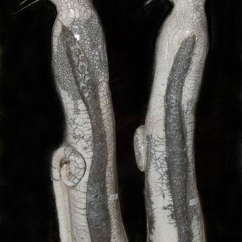 Sculpture intitulée "les chats" par Martine Philis, Œuvre d'art originale