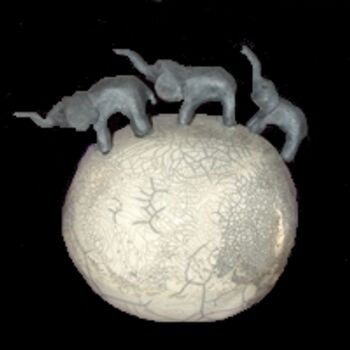 Rzeźba zatytułowany „boule aux élephants” autorstwa Martine Philis, Oryginalna praca, Ceramika