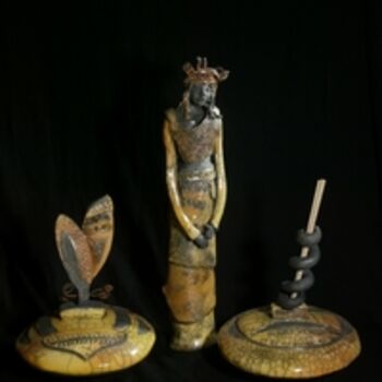 Escultura intitulada "boites en raku" por Martine Philis, Obras de arte originais, Cerâmica