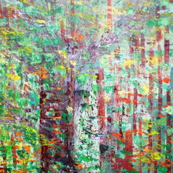 Painting titled "Forêt" by Martine Rauzy, Original Artwork, Acrylic