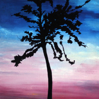 Malerei mit dem Titel "L'arbre seul" von Martine Rauzy, Original-Kunstwerk, Acryl