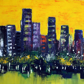 Painting titled "New York" by Martine Rauzy, Original Artwork, Acrylic