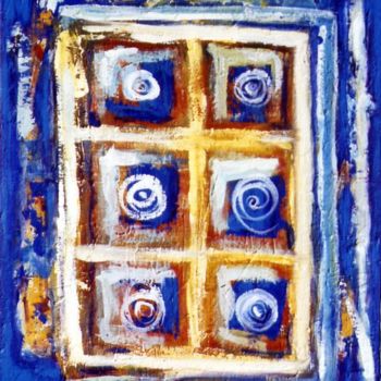 Peinture intitulée "la porte bleue" par Martine-Marie Rioual, Œuvre d'art originale