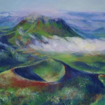 Pittura intitolato "Les volcans d'Auver…" da Martine Salendre, Opera d'arte originale
