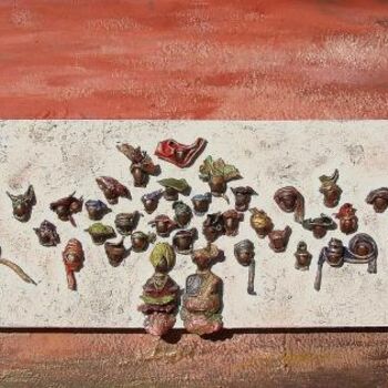 Pittura intitolato "foule africaine" da Sophine Sculptures, Opera d'arte originale, Olio