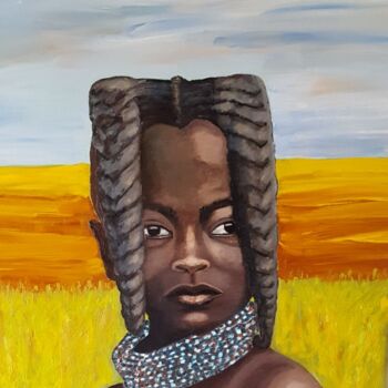 Malerei mit dem Titel "femme du bostwana" von Martine Zendali, Original-Kunstwerk