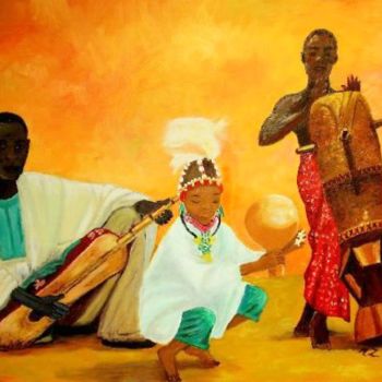 Schilderij getiteld "orchestre africain…" door Martine Zendali, Origineel Kunstwerk