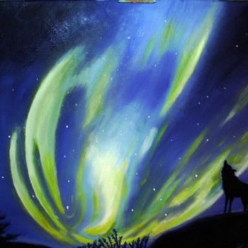 Pintura intitulada "aurore boréale" por Martine Zendali, Obras de arte originais