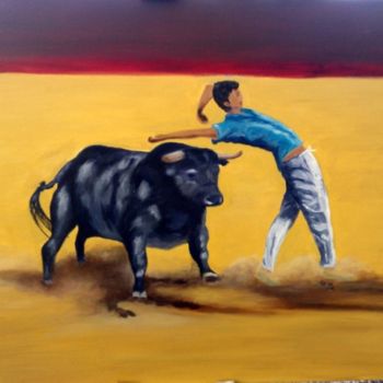 Pittura intitolato "taureau" da Martine Zendali, Opera d'arte originale
