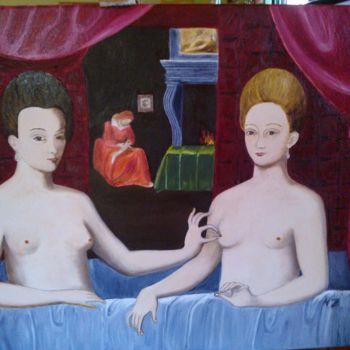 Painting titled "Gabrielle d'Estrées…" by Martine Zendali, Original Artwork, Oil