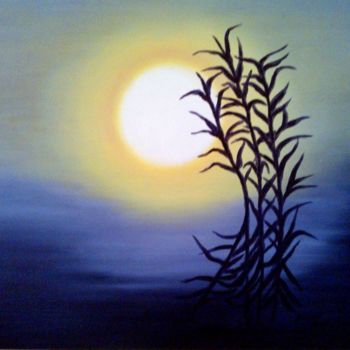 Картина под названием "lune dans la brume" - Martine Zendali, Подлинное произведение искусства