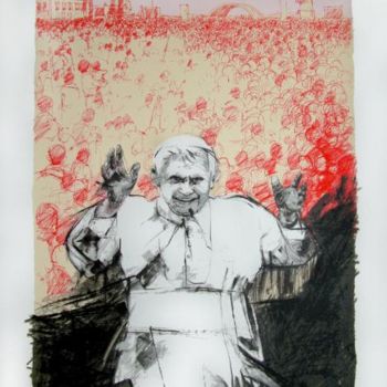 Painting titled "Benedictus XVI – Po…" by Martinho Dias, Original Artwork, Oil