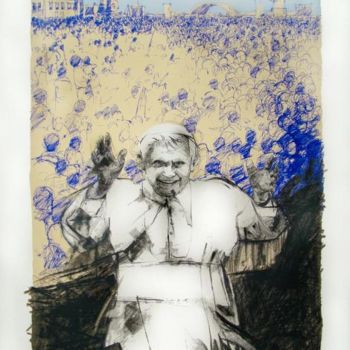 Painting titled "Benedictus XVI - Po…" by Martinho Dias, Original Artwork, Oil