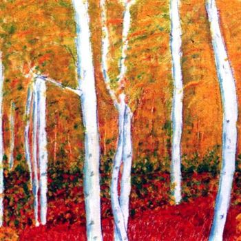Painting titled "Ghost Trees" by Martin James, Original Artwork, Oil